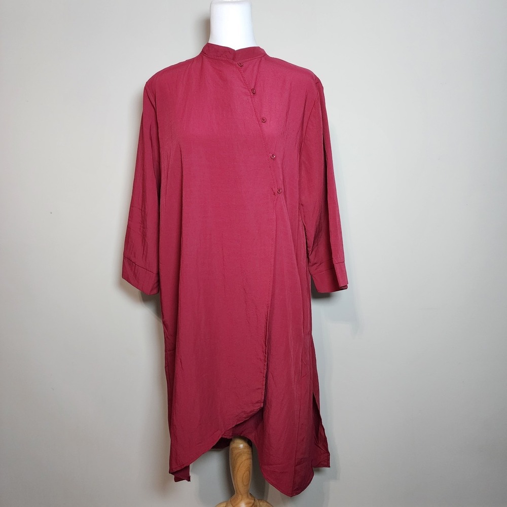 New! Kurta Tunic‎ Dress Womens XL 42" Chest Ethnic Burgandy Wrap Comfort Kurti